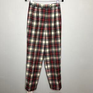 Sergio Sant’Angelo Wool Pants Tartan Plaid 100% Wool Pleated Vintage 10